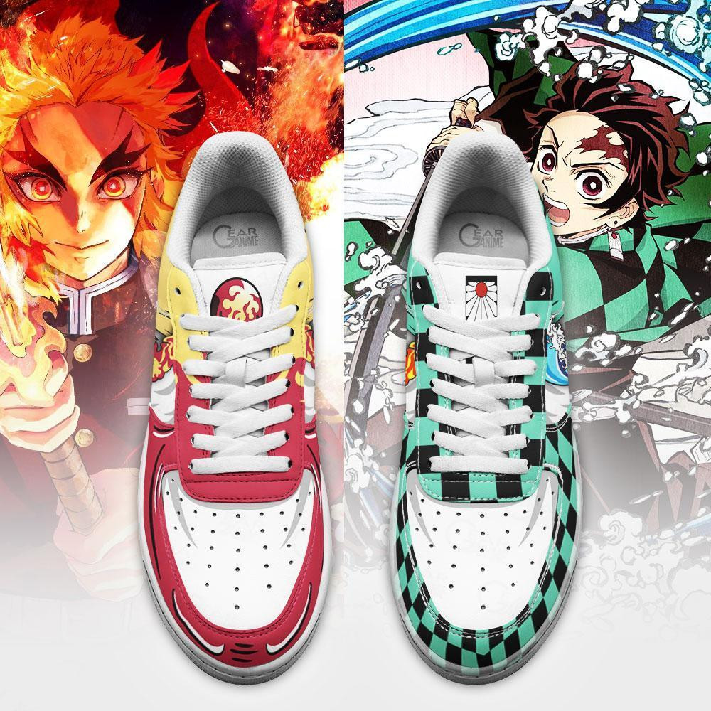 Tanjiro and Rengoku Air Sneakers Custom Breathing Demon Slayer Anime Shoes