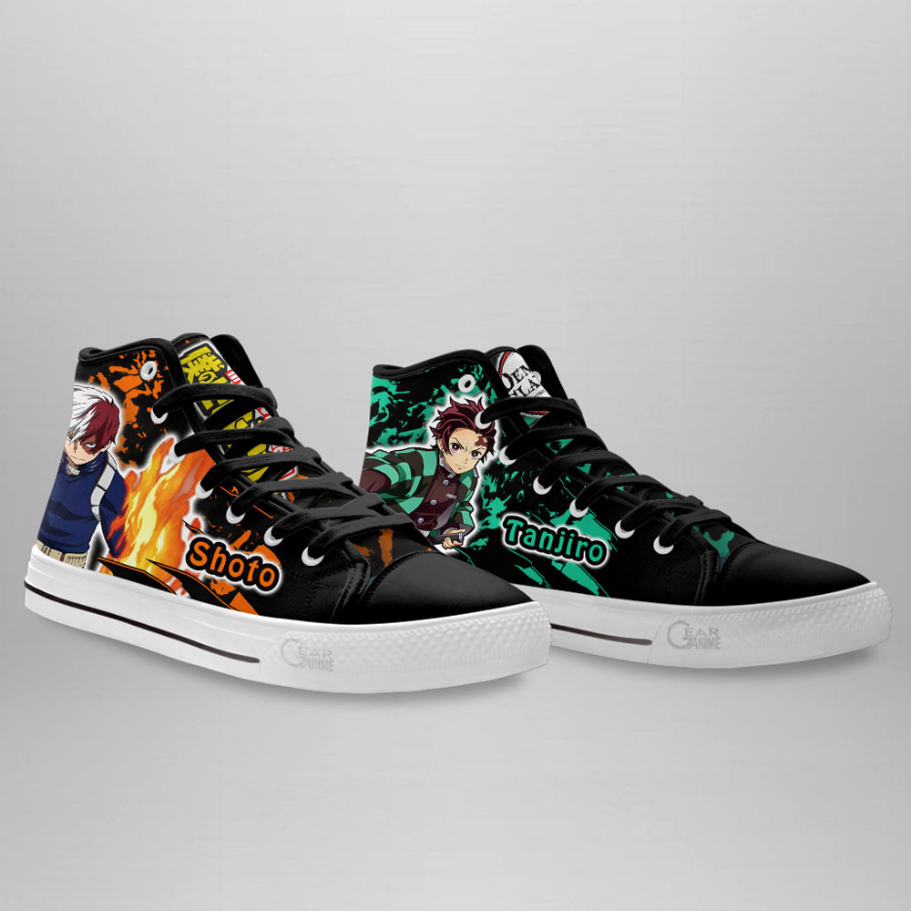 Tanjiro and Shoto Todoroki High Top Shoes Anime Sneakers