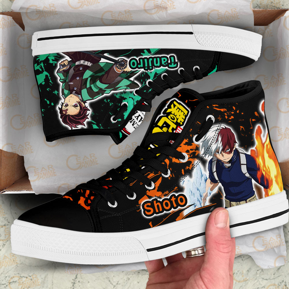 Tanjiro and Shoto Todoroki High Top Shoes Anime Sneakers