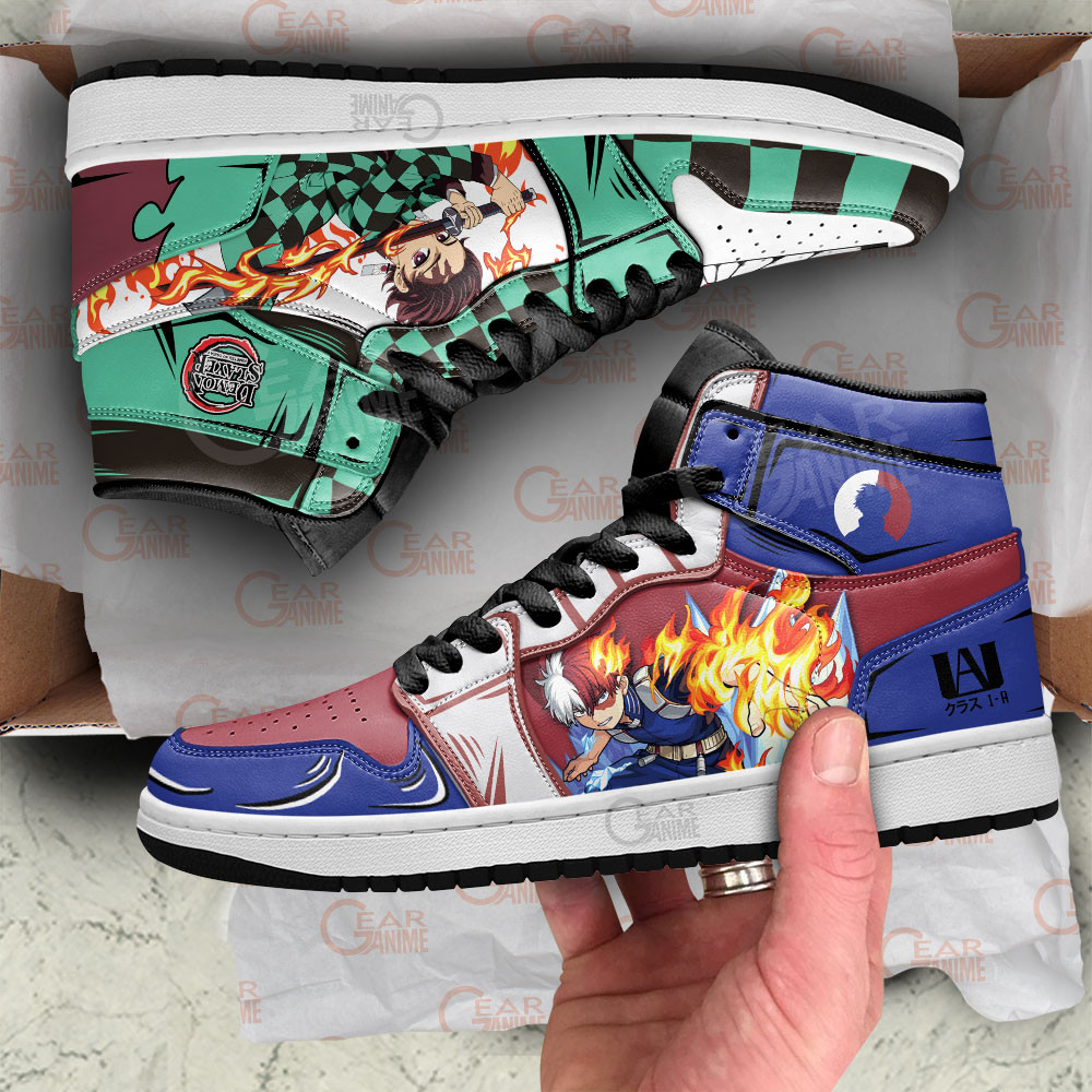 Tanjiro and Shoto Todoroki Shoes For Anime Fans, Air Jordan Hightop