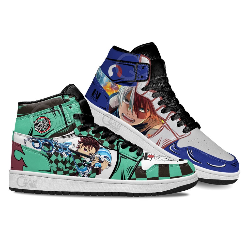 Tanjiro and Shoto Todoroki Shoes For Anime Fans, Air Jordan Hightop