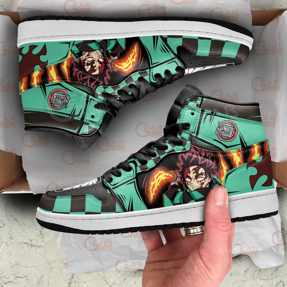 Tanjiro Bloody Rage JD1s Sneakers Demon Slayer Anime Shoes, Air Jordan Hightop