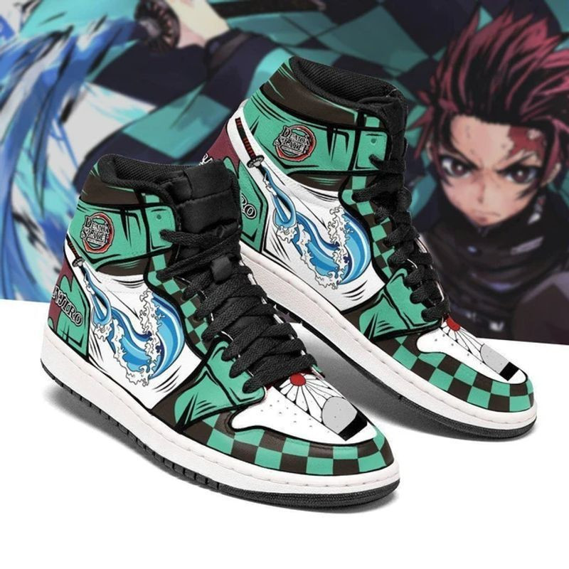 Tanjiro Demon Slayer Kimetsu no Yaiba 1 High Top Air Jordan Sneaker, Air Jordan Hightop