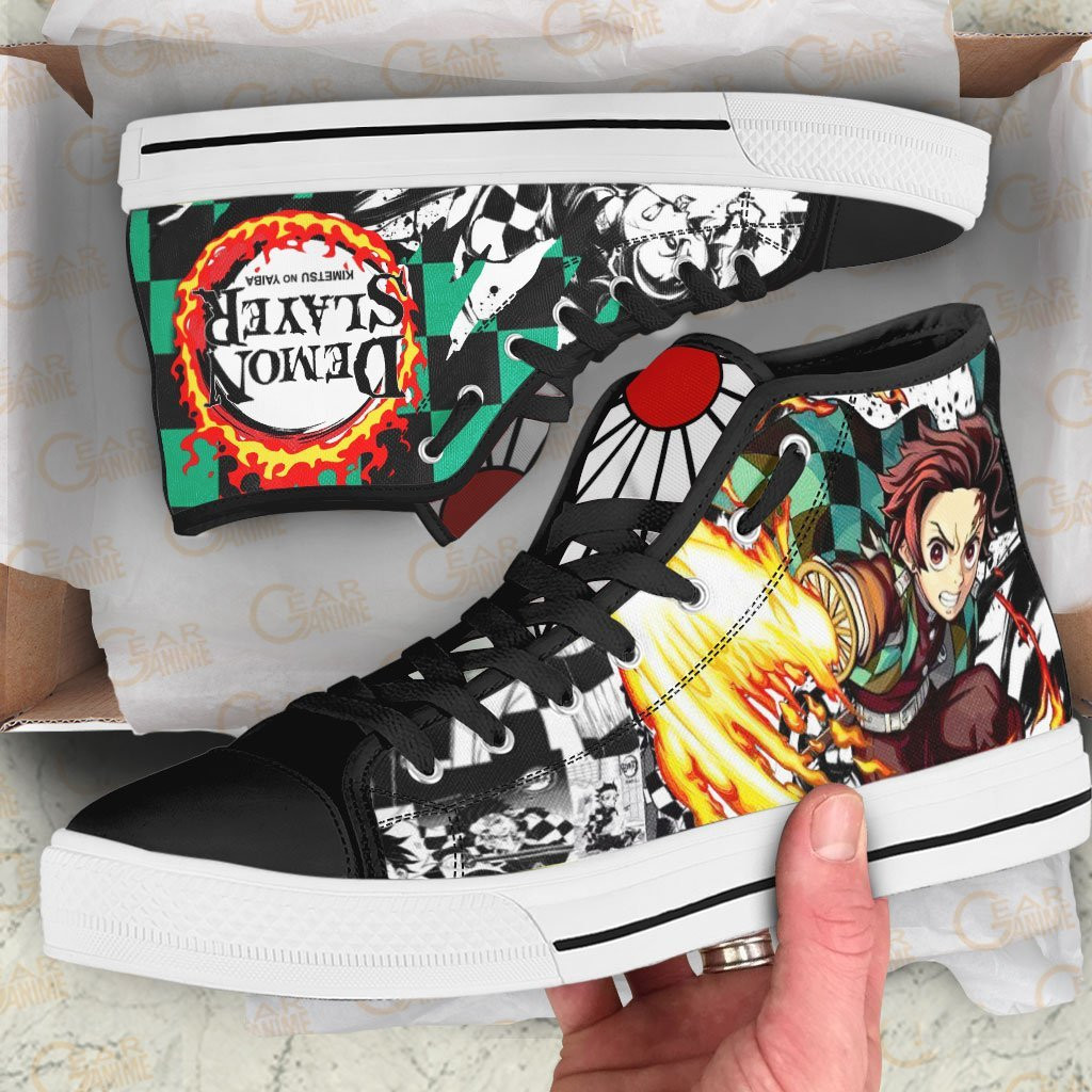 Tanjiro Fire High Top Shoes Custom Anime Demon Slayer Sneakers