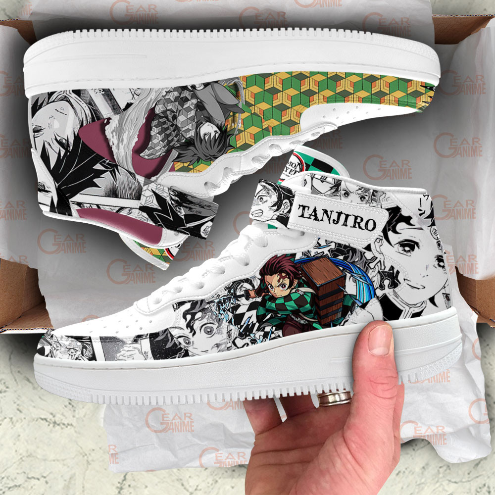 Tanjiro Giyu Sneakers Air Mid Demon Slayer Anime Shoes Mix Manga