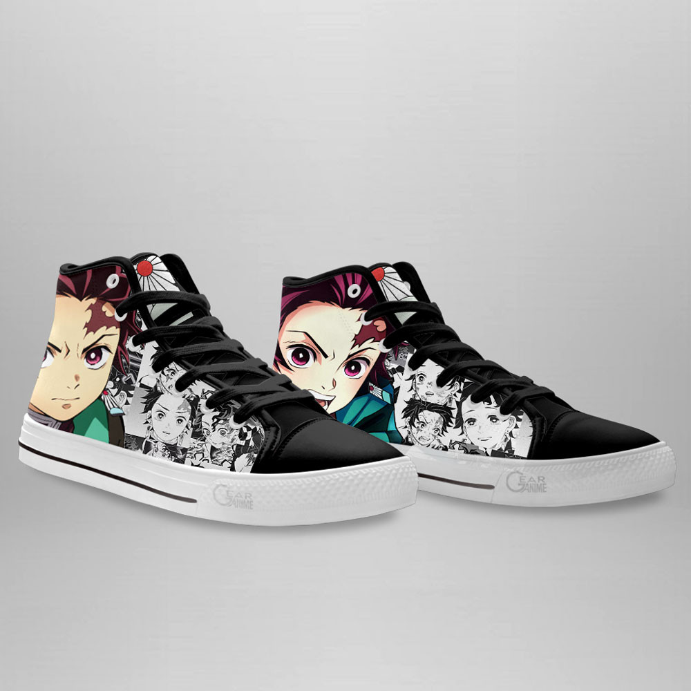 Tanjiro High Top Shoes Demon Slayer Custom Anime Sneakers Mix Manga