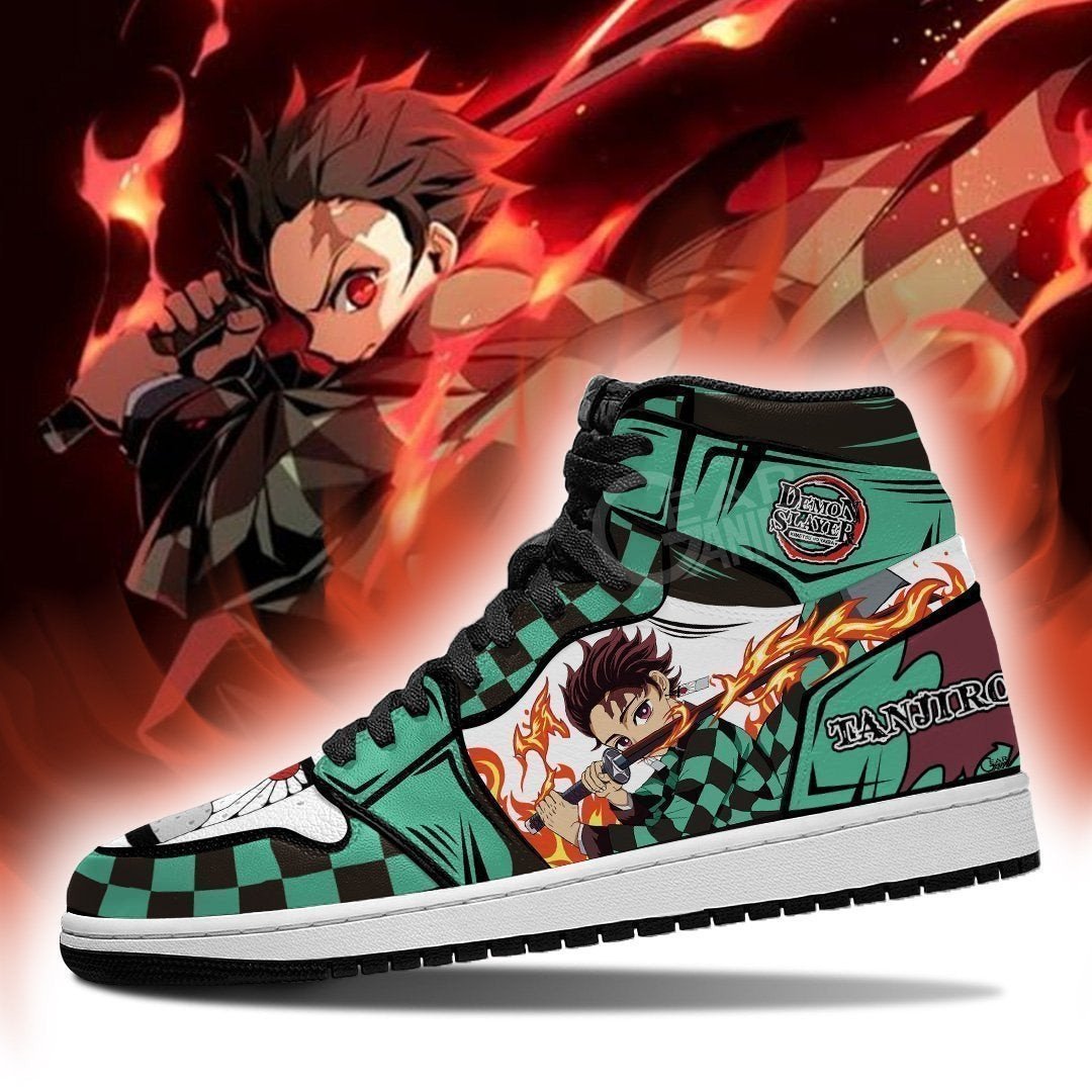 Tanjiro JD1s Sneakers Sun Breathing Anime Demon Slayer Shoes, Air Jordan Hightop