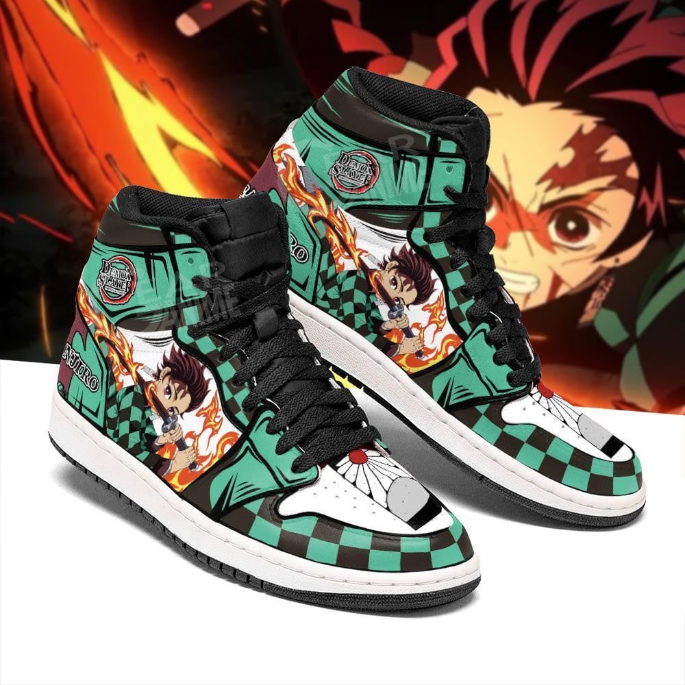 Tanjiro JD1s Sneakers Sun Breathing Anime Demon Slayer Shoes, Air Jordan Hightop