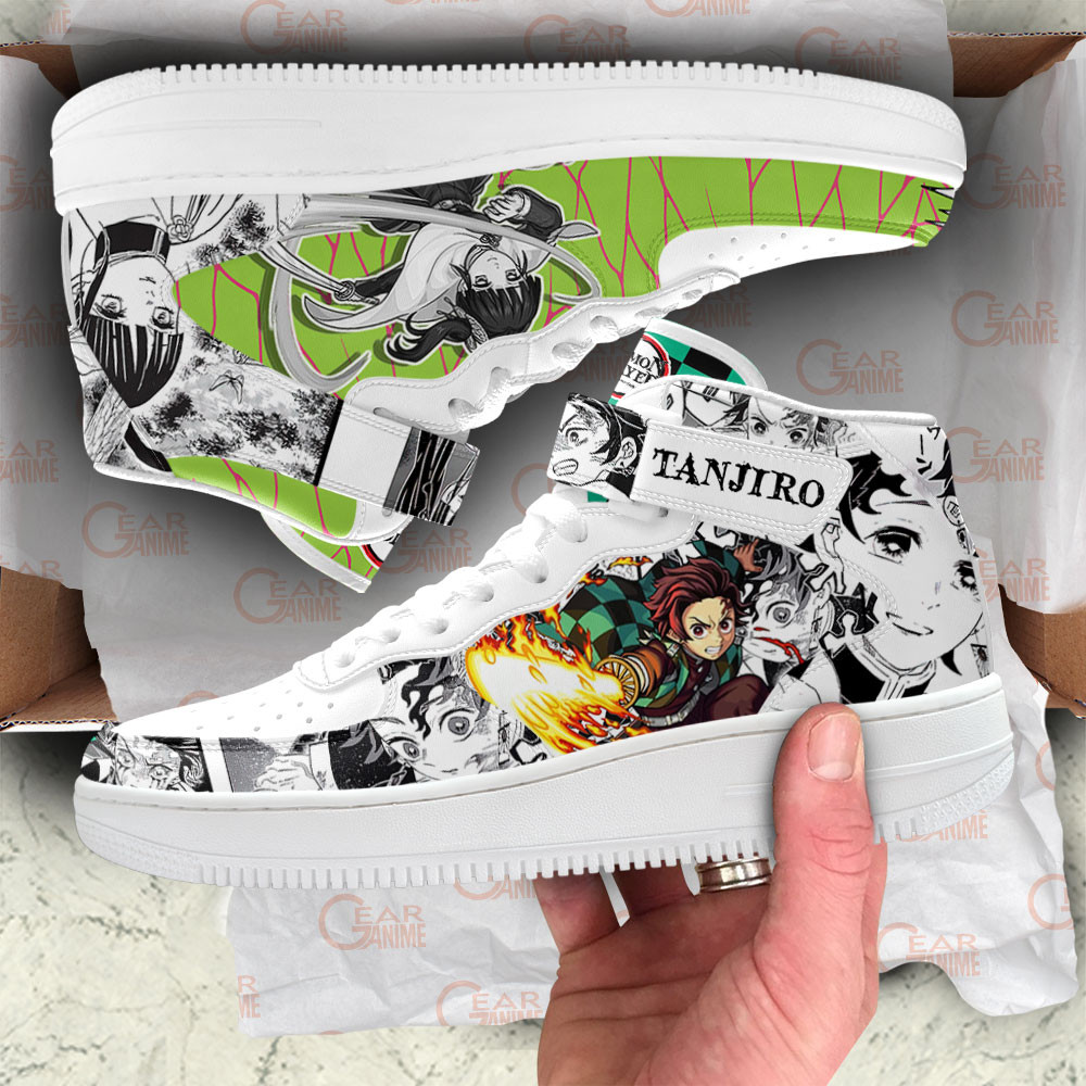 Tanjiro Kanao Sneakers Air Mid Demon Slayer Anime Shoes Mix Manga