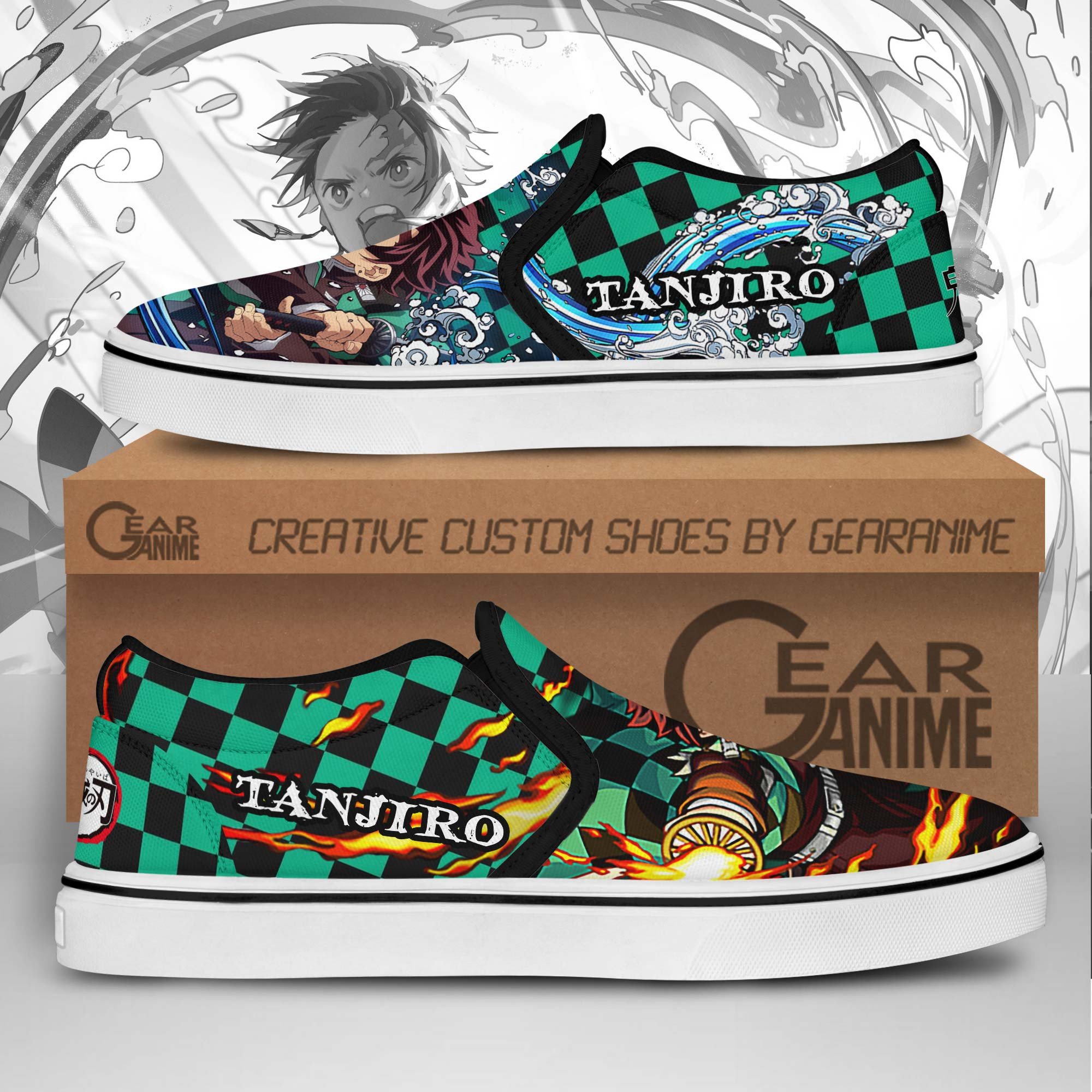 Tanjiro Slip-On Shoes Canvas Custom Anime Demon Slayer Custom Shoes