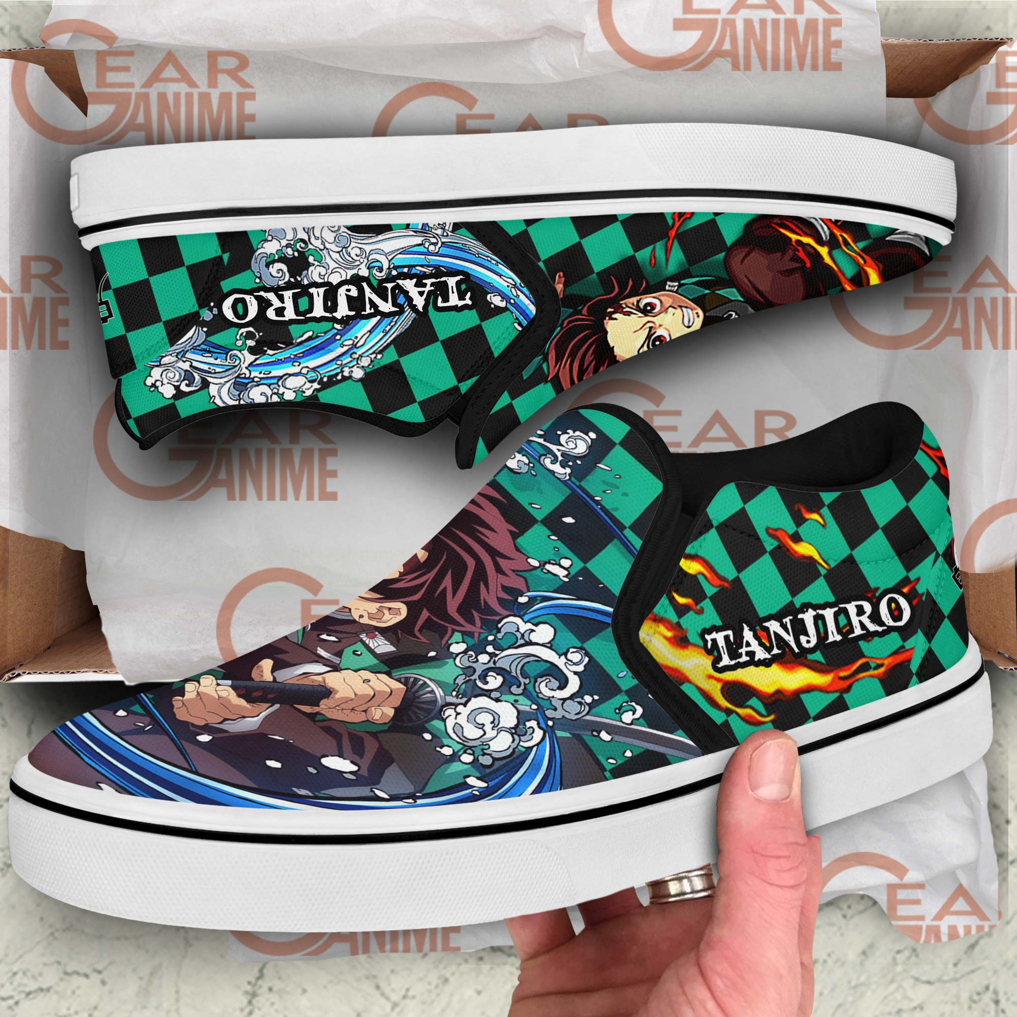 Tanjiro Slip-On Shoes Canvas Custom Anime Demon Slayer Custom Shoes