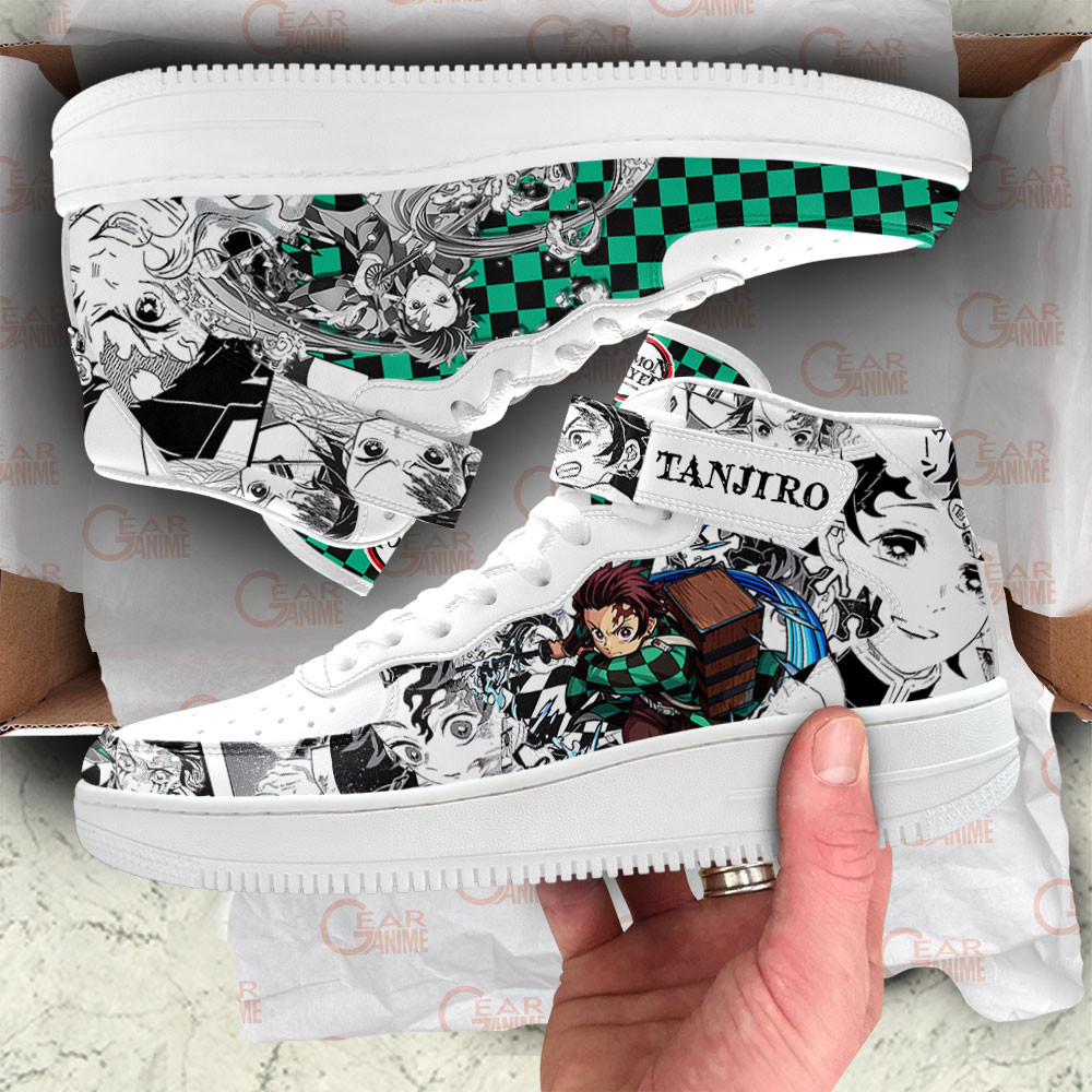 Tanjiro Sneakers Air Mid Custom Demon Slayer Anime Shoes Mix Manga