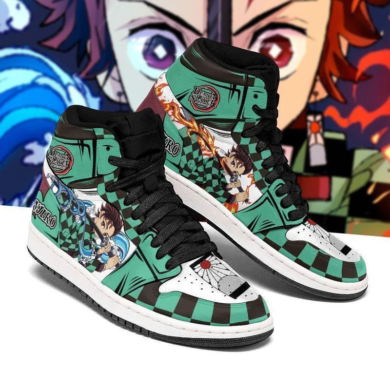 Tanjiro Sneakers Demon Slayer Anime High Top Air Jordan Sneaker, Air Jordan Hightop