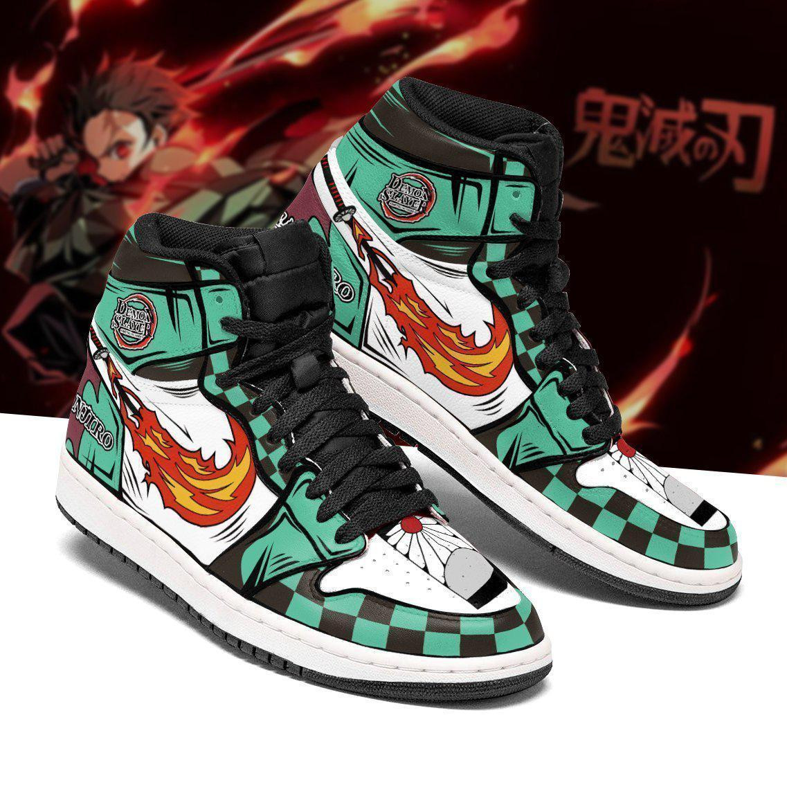 Tanjiro Sun Breathing JD1s Sneakers Anime Demon Slayer Shoes, Air Jordan Hightop