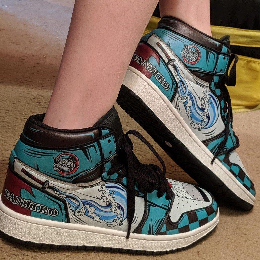 Tanjiro Water Breathing Anime JD1s Sneakers For Demon Slayer Fans, Air Jordan Hightop
