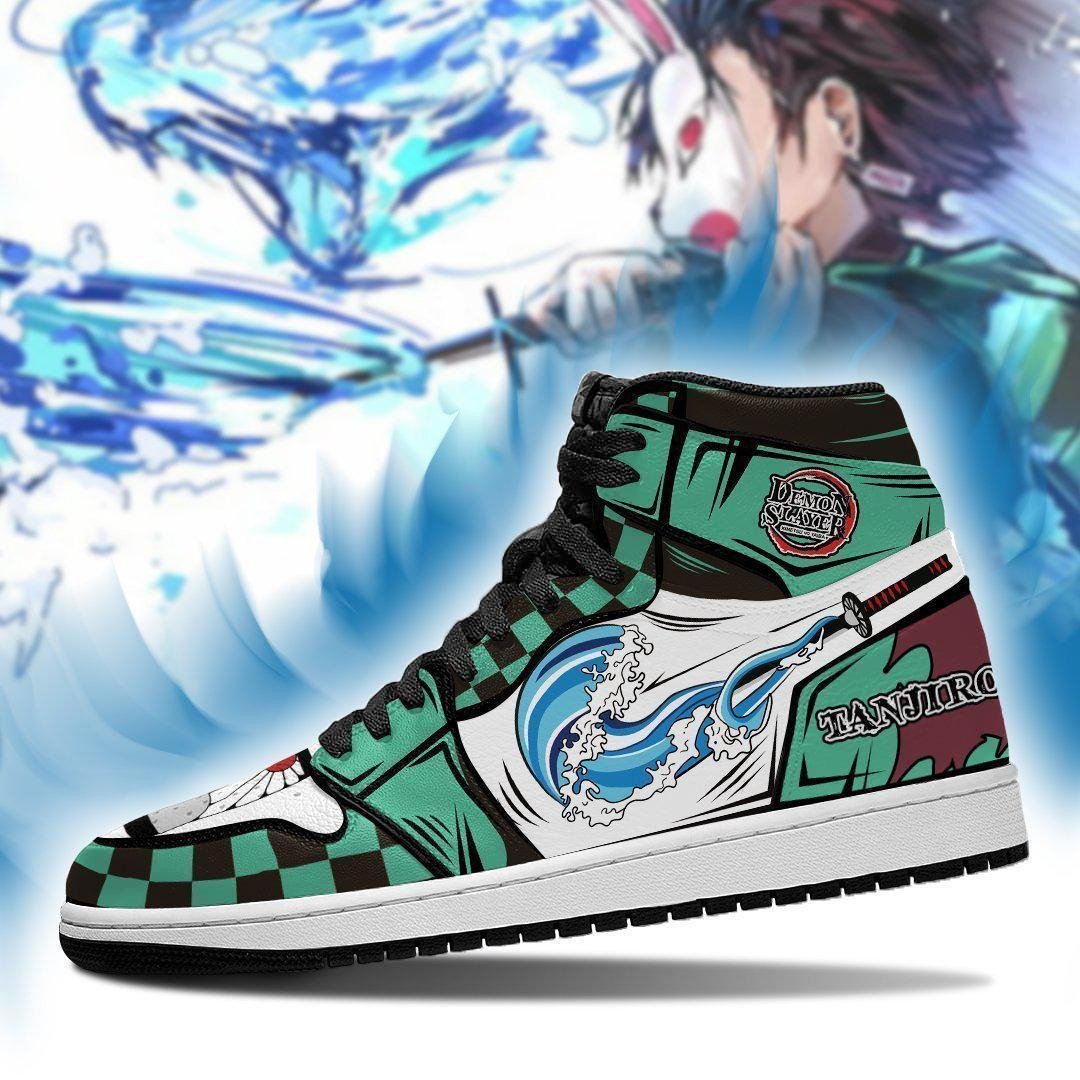 Tanjiro Water Breathing Anime JD1s Sneakers For Demon Slayer Fans, Air Jordan Hightop