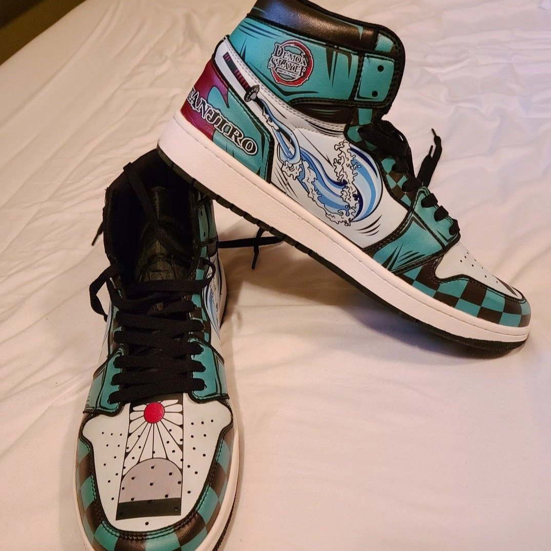 Tanjiro Water Breathing Anime JD1s Sneakers For Demon Slayer Fans, Air Jordan Hightop