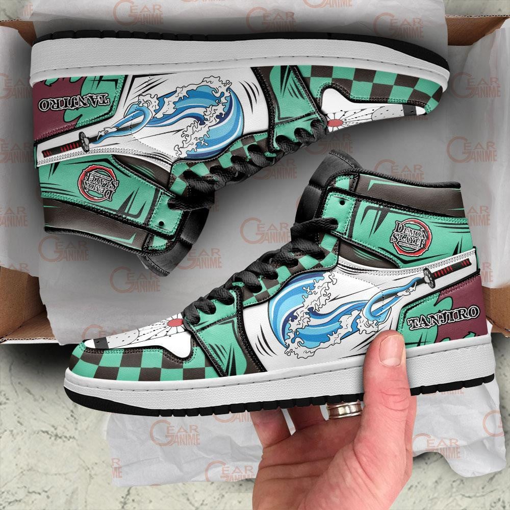 Tanjiro Water Breathing Anime JD1s Sneakers For Demon Slayer Fans, Air Jordan Hightop