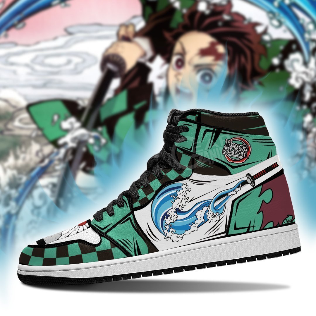 Tanjiro Water Breathing JD1s Sneakers Noname Anime Demon Slayer KNY Shoes, Air Jordan Hightop