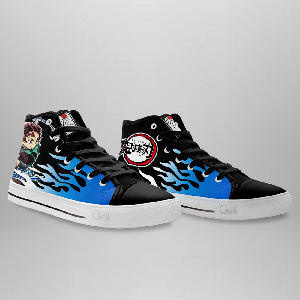 Tanjiro Water High Top Shoes Custom Demon Slayer Sneakers Flame Style