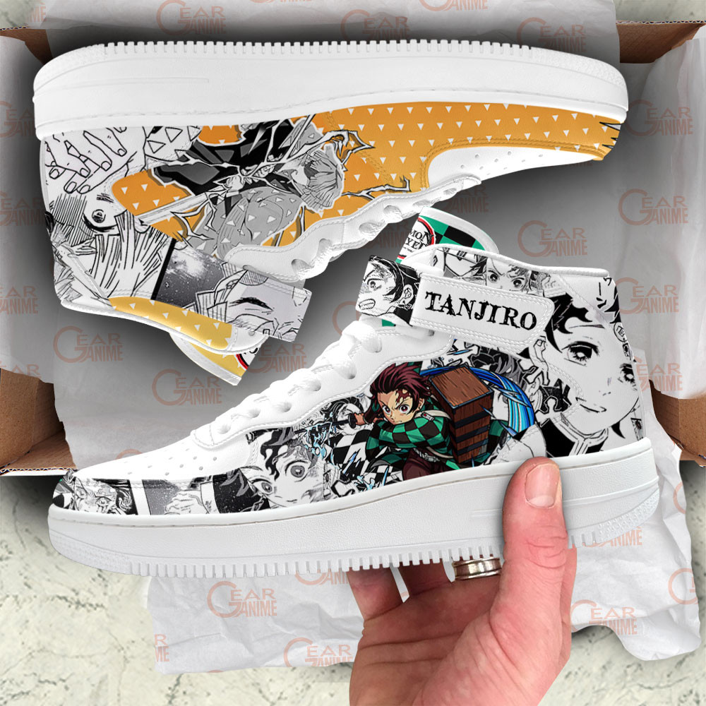 Tanjiro Zenitsu Sneakers Air Mid Demon Slayer Anime Shoes Mix Manga