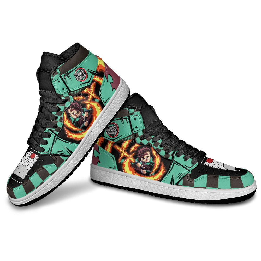 Tanjiro’s Bloodied Rage JD1s Sneakers Demon Slayer Anime Shoes, Air Jordan Hightop