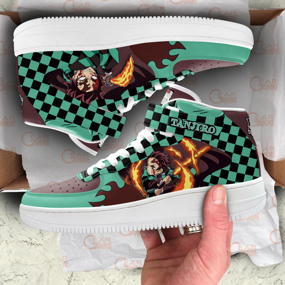 Tanjiro’s Bloodied Rage Sneakers Air Mid Custom Demon Slayer Anime Shoes