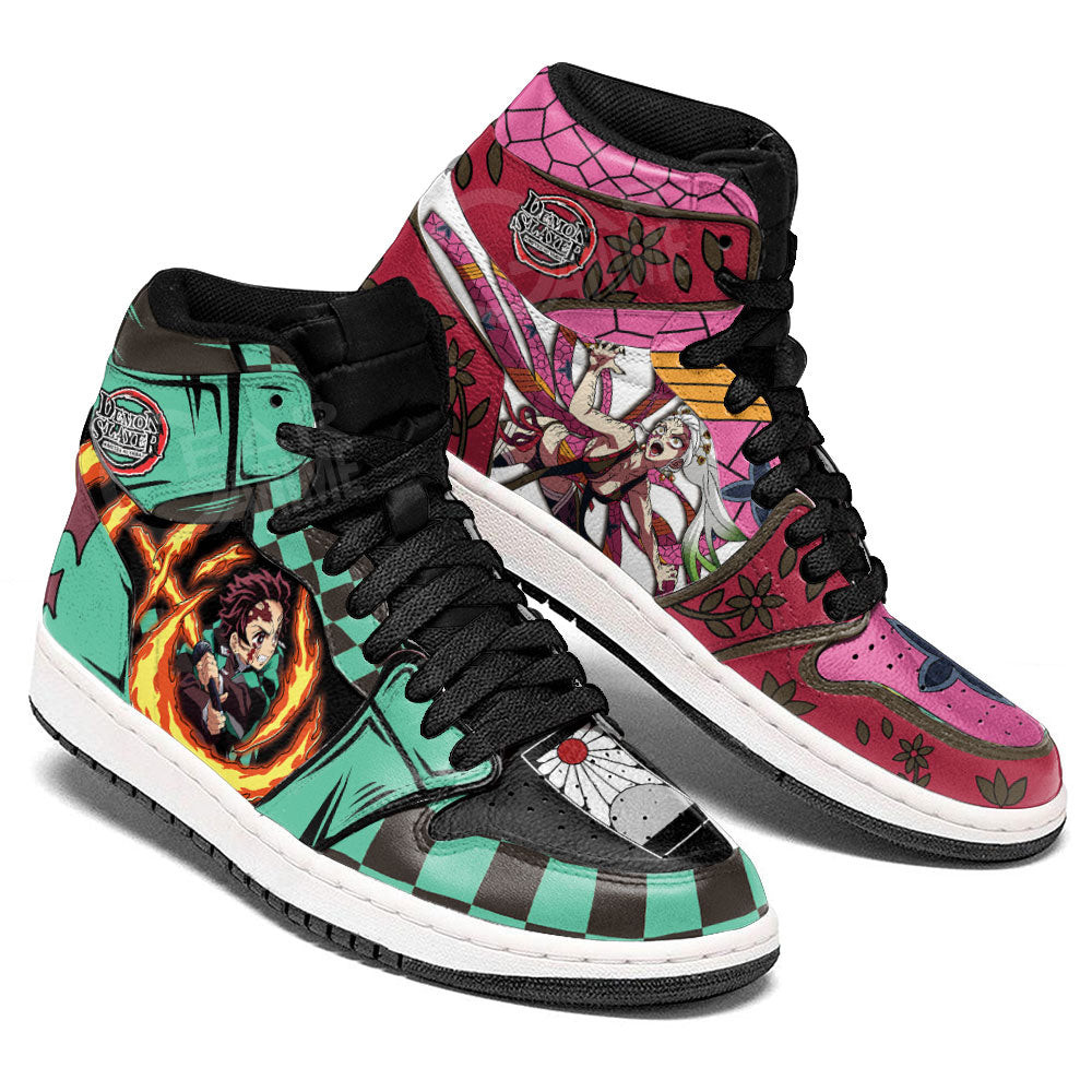 Tanjiro’s Bloodied Rage vs Daki JD1s Sneakers Demon Slayer Anime Shoes, Air Jordan Hightop