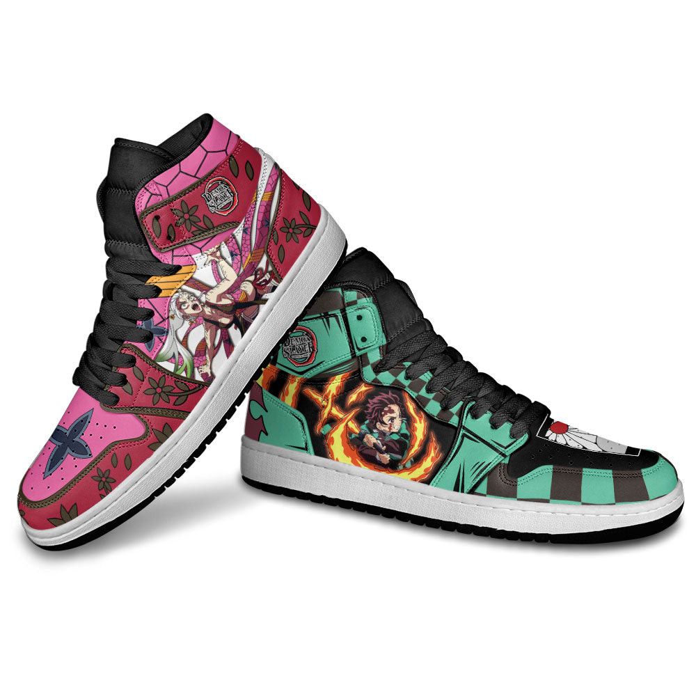 Tanjiro’s Bloodied Rage vs Daki JD1s Sneakers Demon Slayer Anime Shoes, Air Jordan Hightop