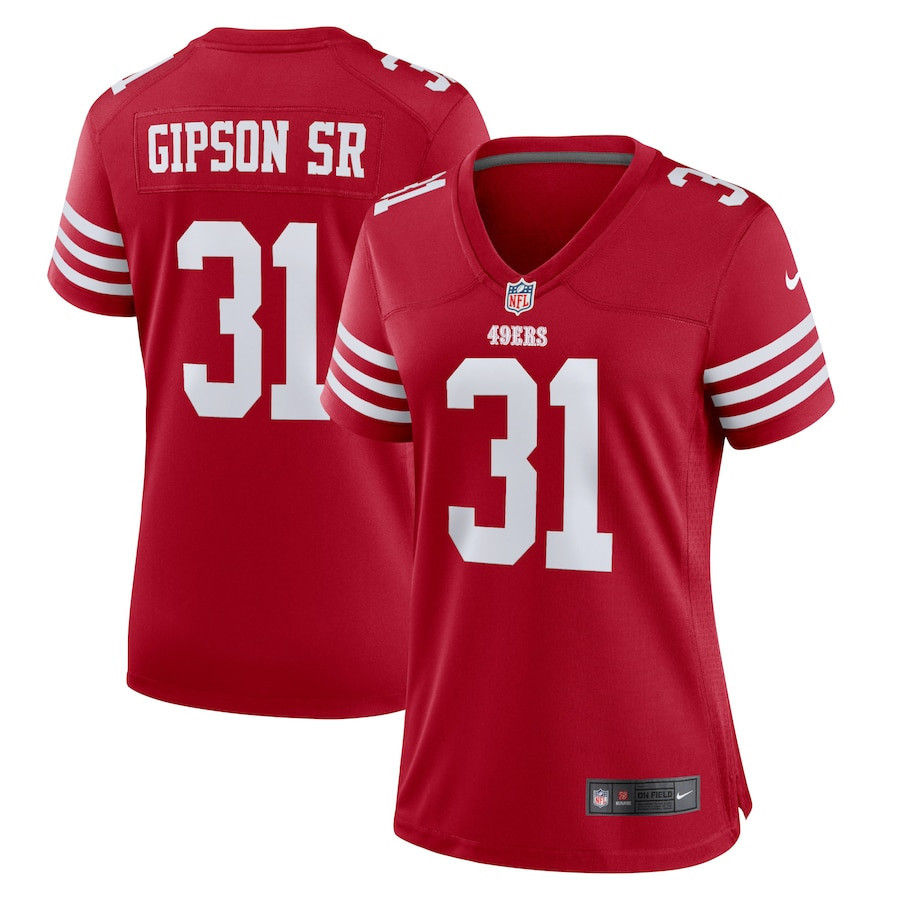 Tashaun Gipson Sr. 31 San Francisco 49ers Women’s Home Game Player Stitched Jersey – Scarlet
