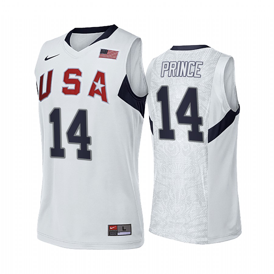 Tayshaun Prince USA #14 White 2008 Summer Olympics Gold Winner Jersey