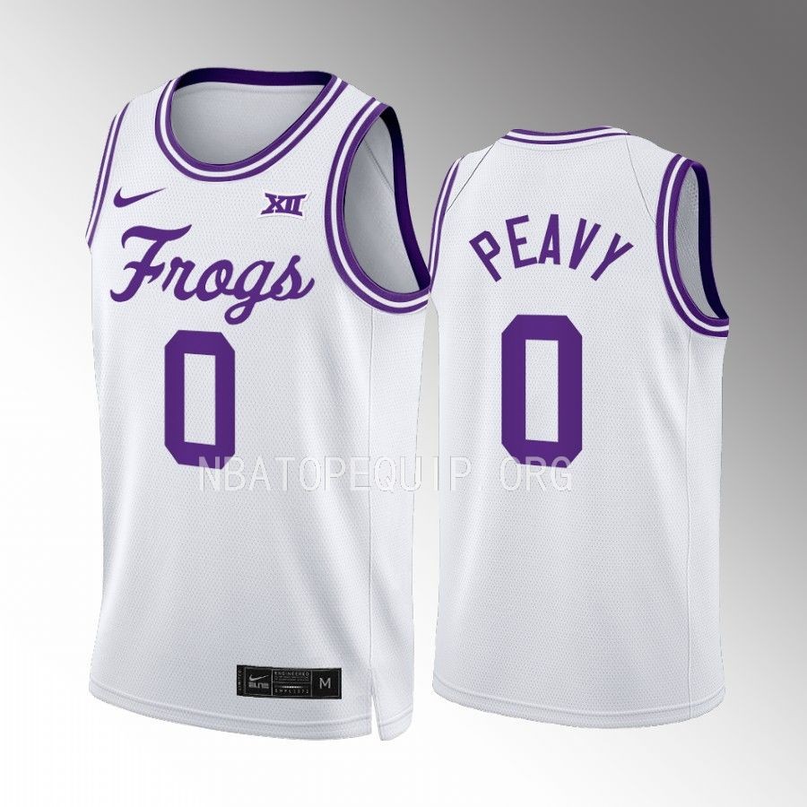 TCU Horned Frogs Micah Peavy Jersey 2022-23 Classic White Uniform