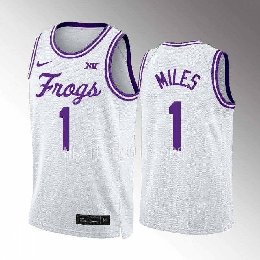 TCU Horned Frogs Mike Miles Jersey 2022-23 Classic White Uniform
