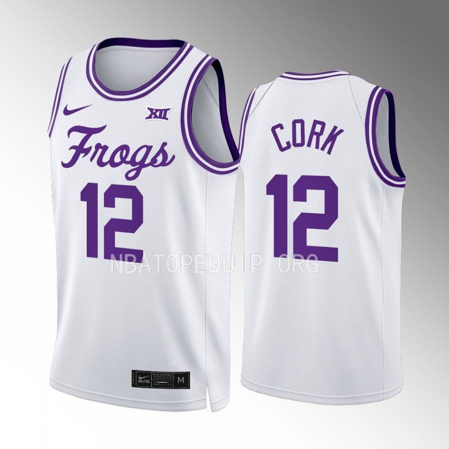 TCU Horned Frogs Xavier Cork Jersey 2022-23 Classic White Uniform