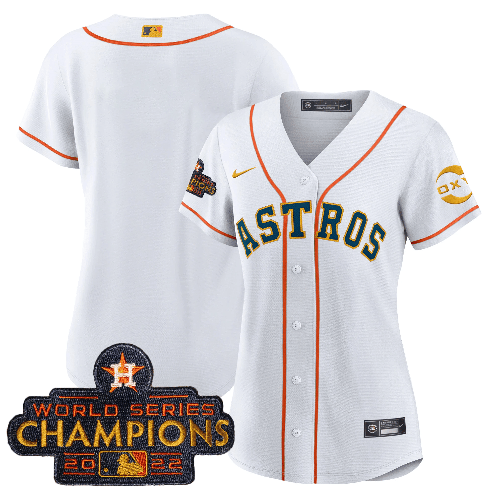 Team Houston Astros 2022 Champions Gold Rush Oxy Patch Cool Base Jersey - All Stitched