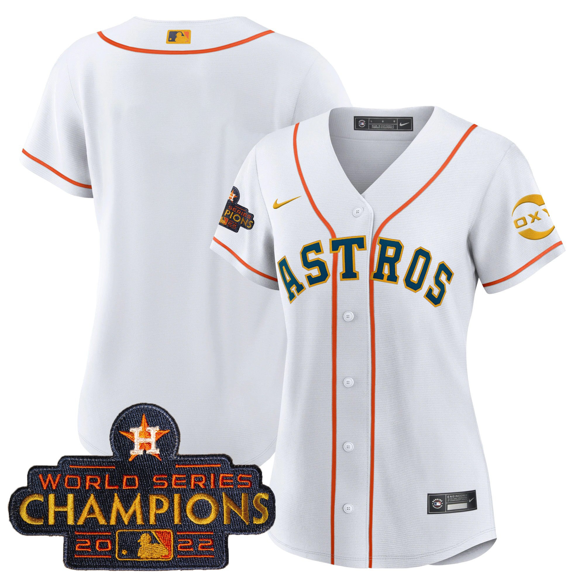 Team Houston Astros 2022 Champions Gold Rush Oxy Patch Flex Base Jersey - All Stitched