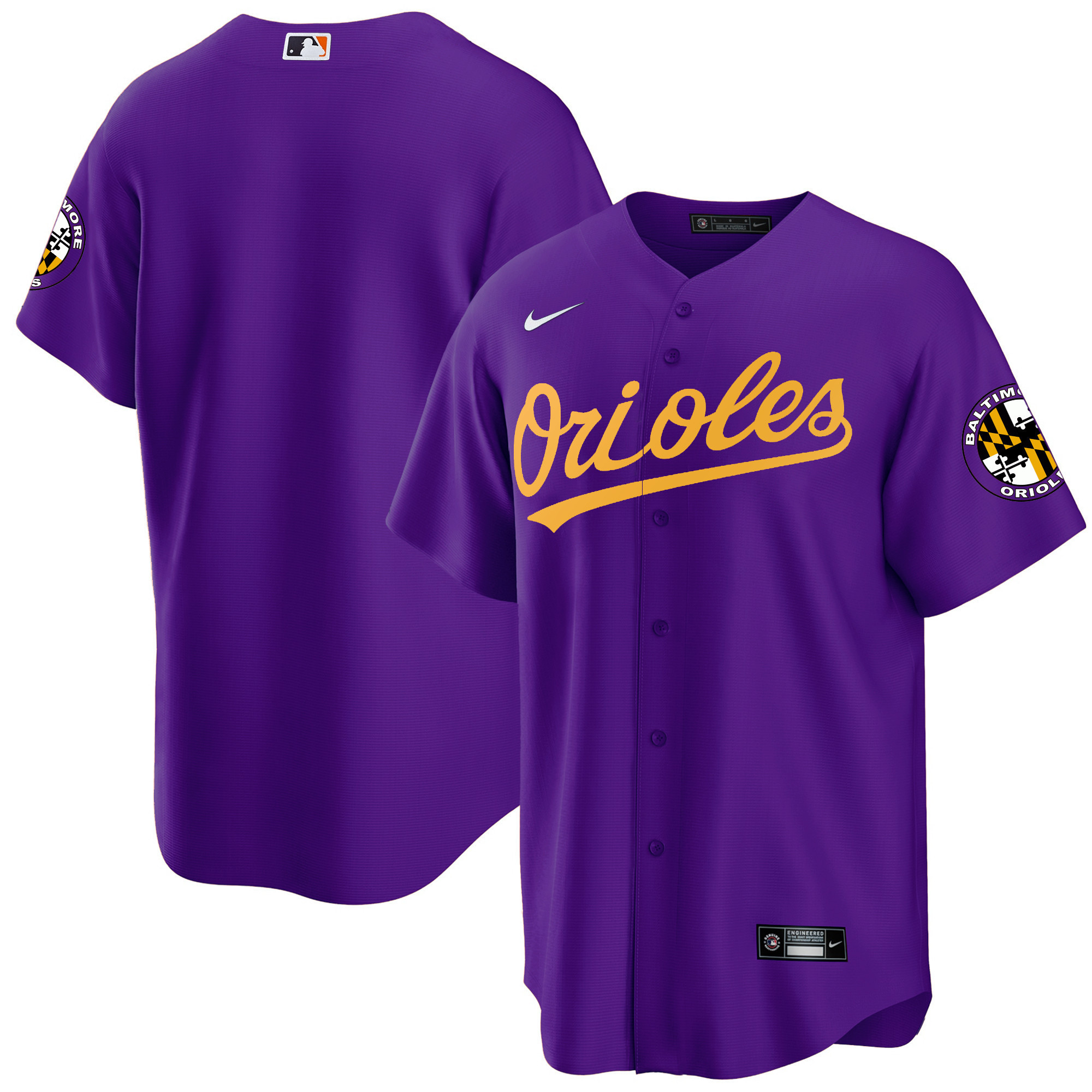 Team Men’s Baltimore Orioles 2023 Special Gold Cool Purple Gold Jersey - All Stitched