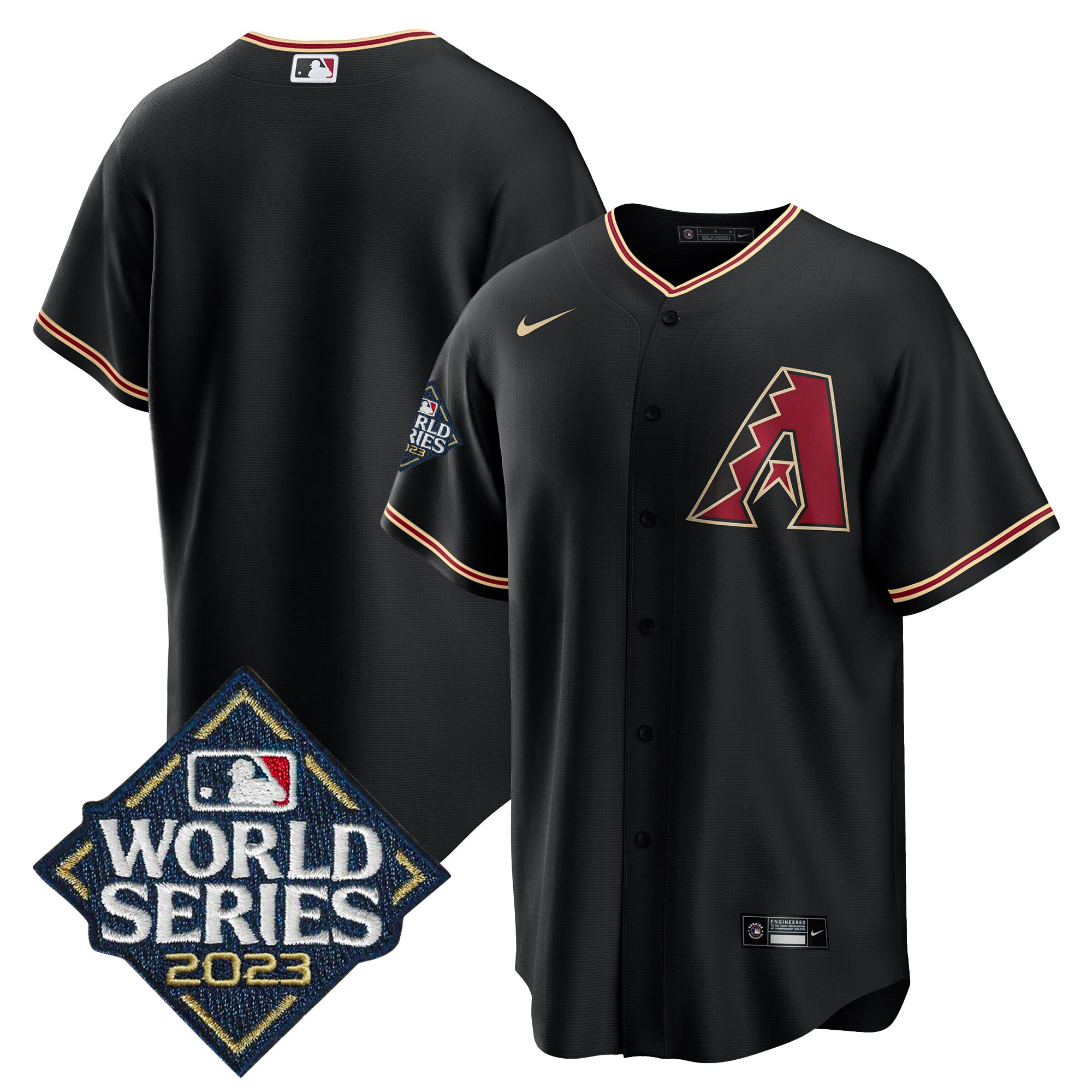 Team Men's Arizona Diamondbacks Black 2023 World Series Cool Black Jersey - All Stitched