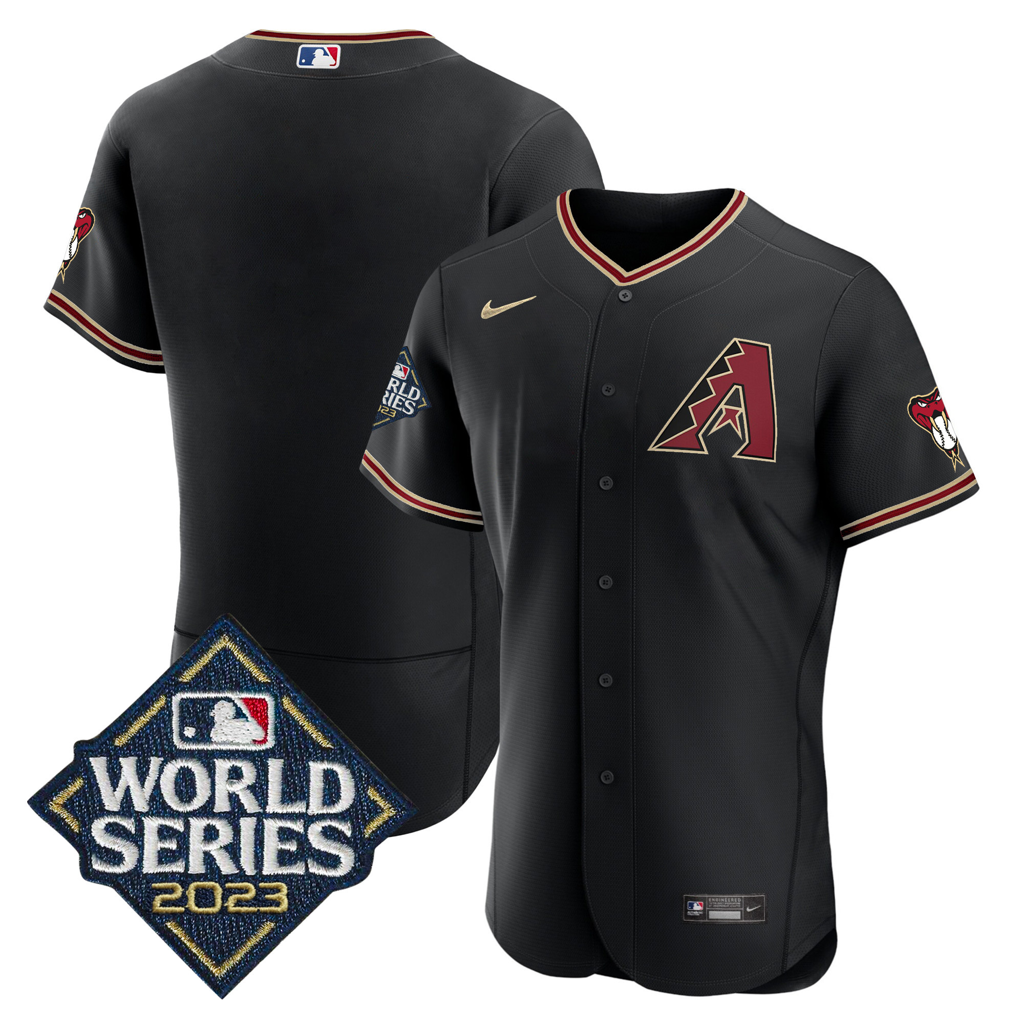 Team Men's Arizona Diamondbacks Black 2023 World Series Flex Black Jersey - All Stitched
