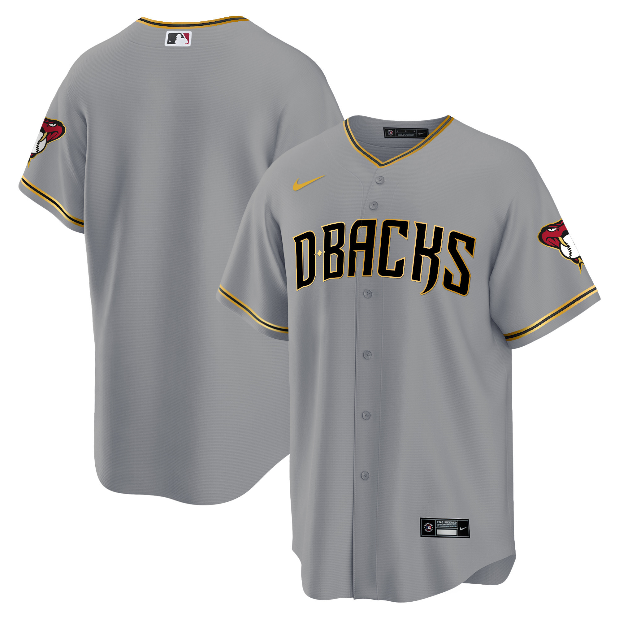 Team Men's Arizona Diamondbacks Cool Base Gold Trim Gray Gold Jersey - All Stitched