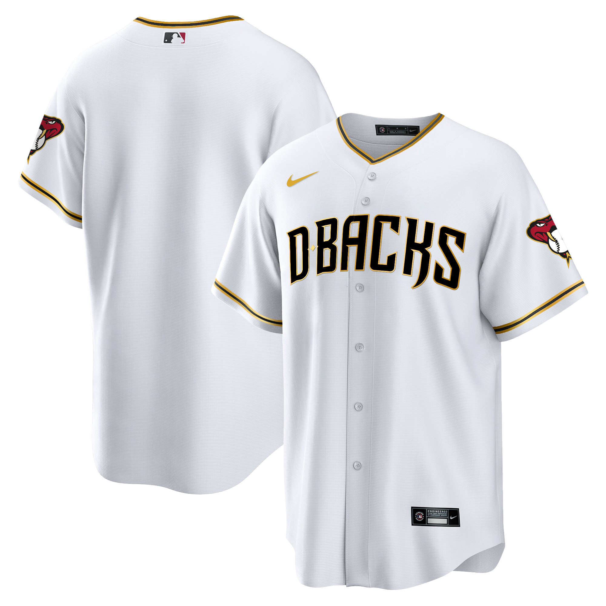 Team Men's Arizona Diamondbacks Cool Base Gold Trim White Gold Jersey - All Stitched