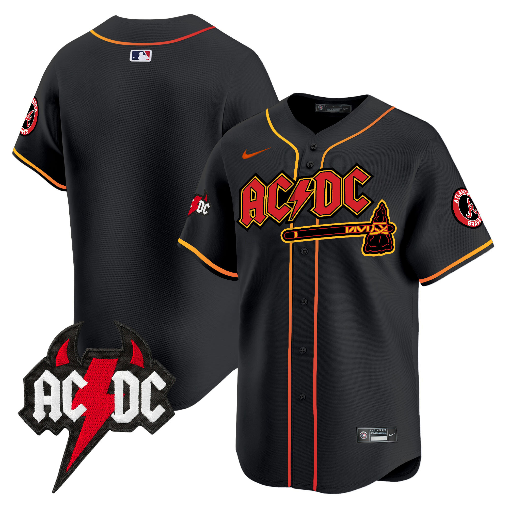 Team Men's Atlanta Braves AC/DC Vapor Premier Limited Black Jersey - All Stitched
