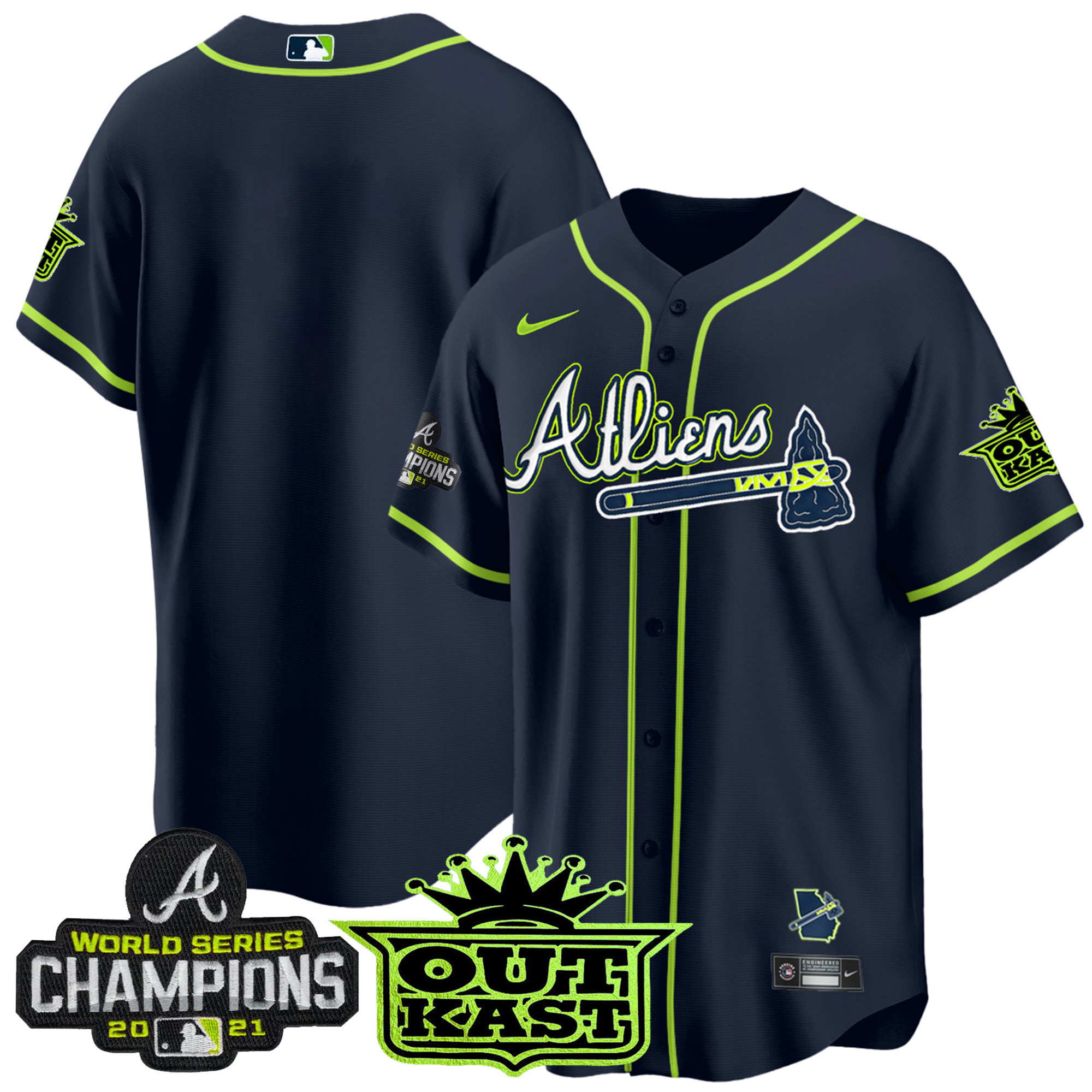 Team Men's Atlanta Braves Atliens Champions Cool Base Jersey - All Stitched