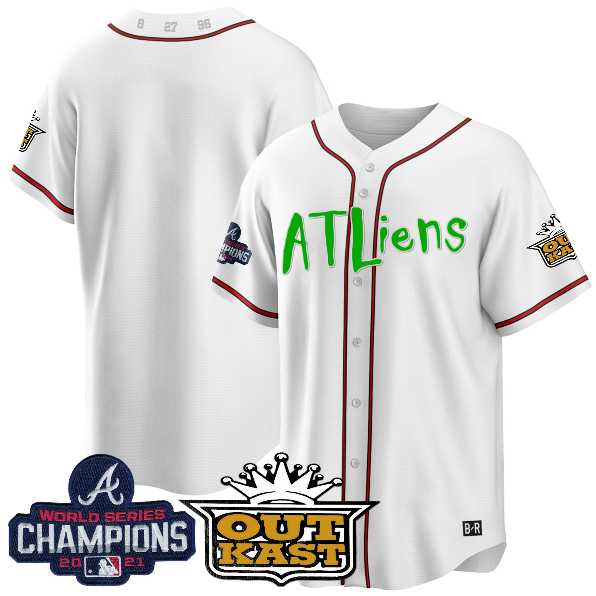 Team Men's Atlanta Braves Atliens Champions Cool Base White Jersey - All Stitched