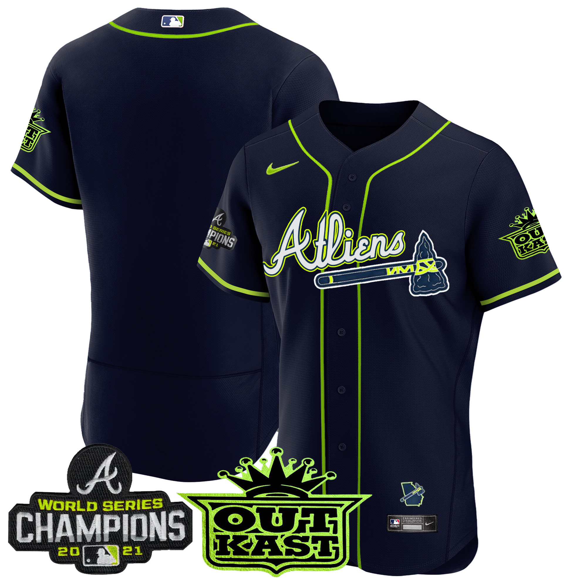 Team Men's Atlanta Braves Atliens Champions Flex Base Jersey - All Stitched