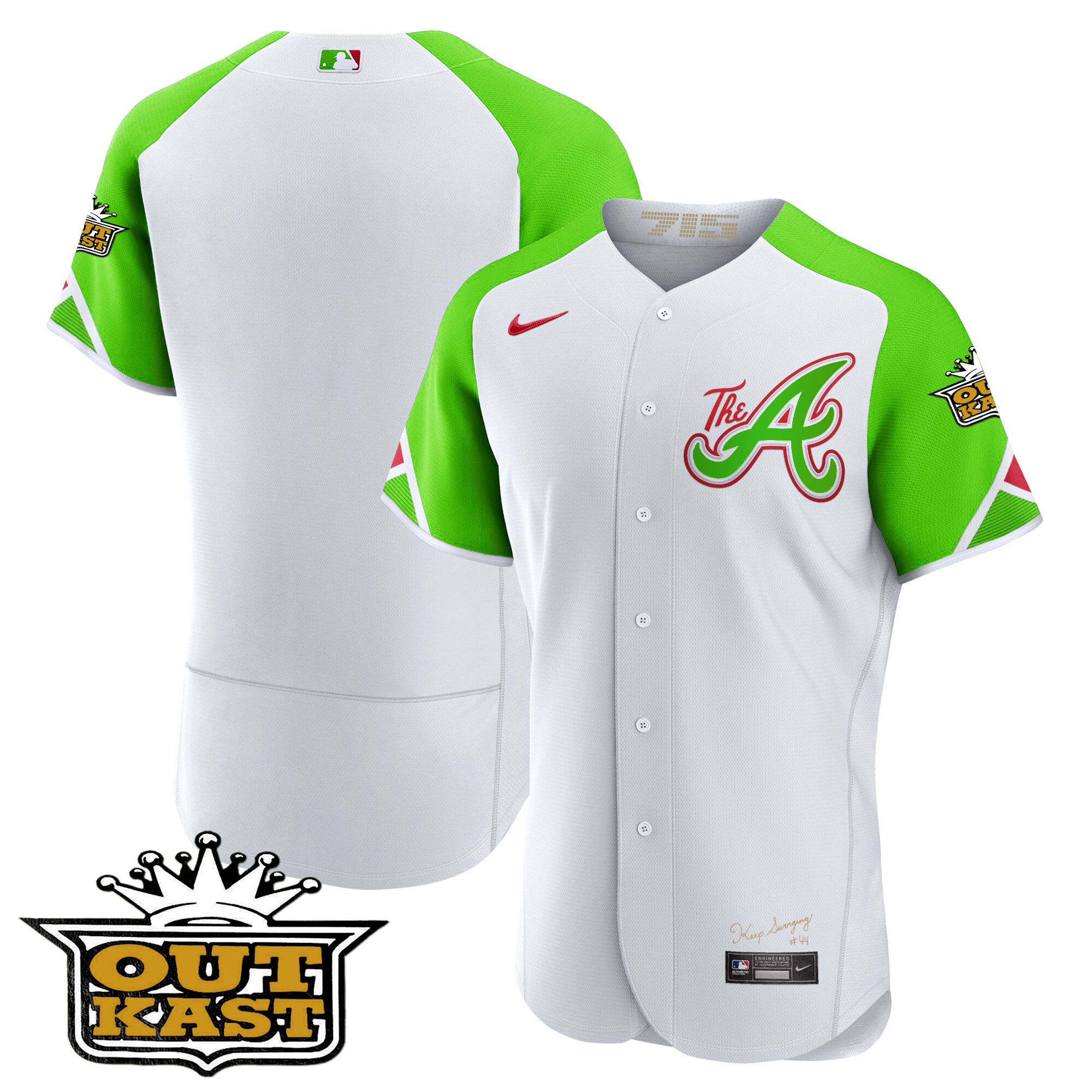 Team Men's Atlanta Braves Atliens City Connect Flex Base Bright Green Jersey - All Stitched