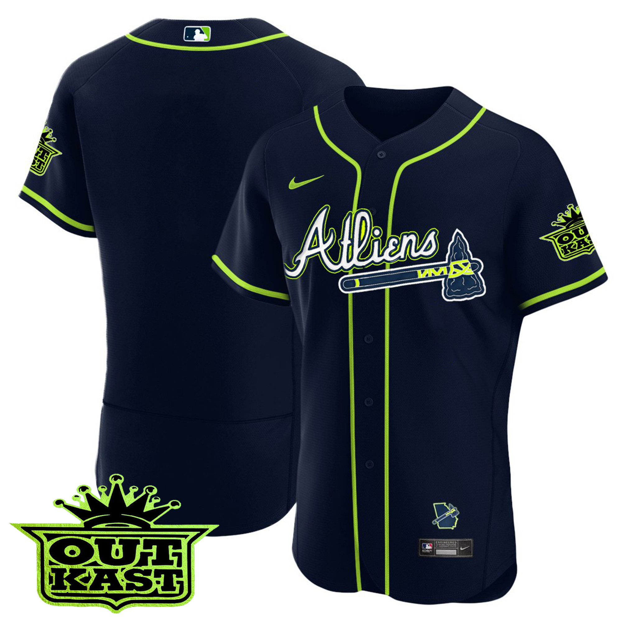 Team Men's Atlanta Braves Atliens Flex Base Jersey - All Stitched