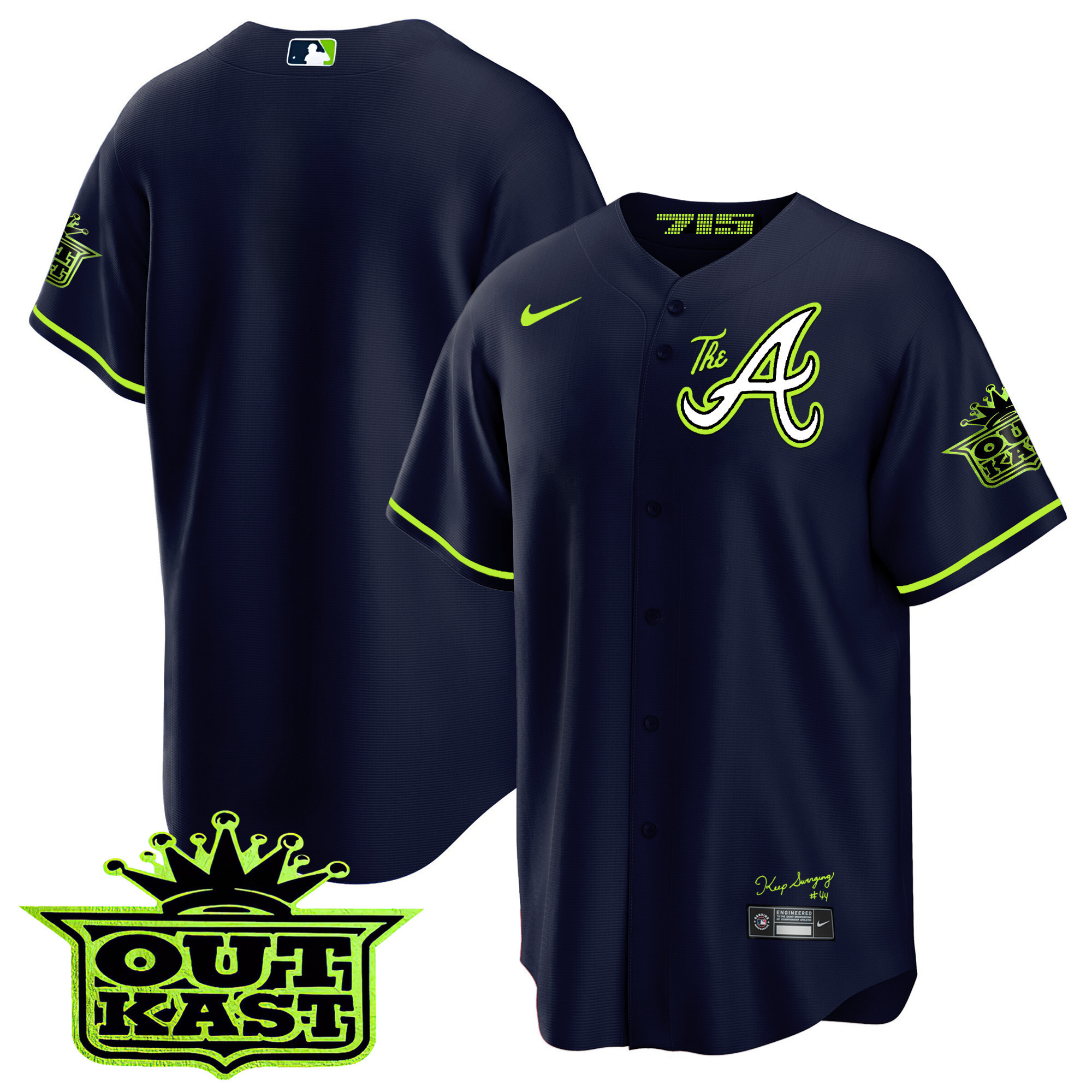 Team Men's Atlanta Braves Atliens The A Cool Base Jersey - All Stitched