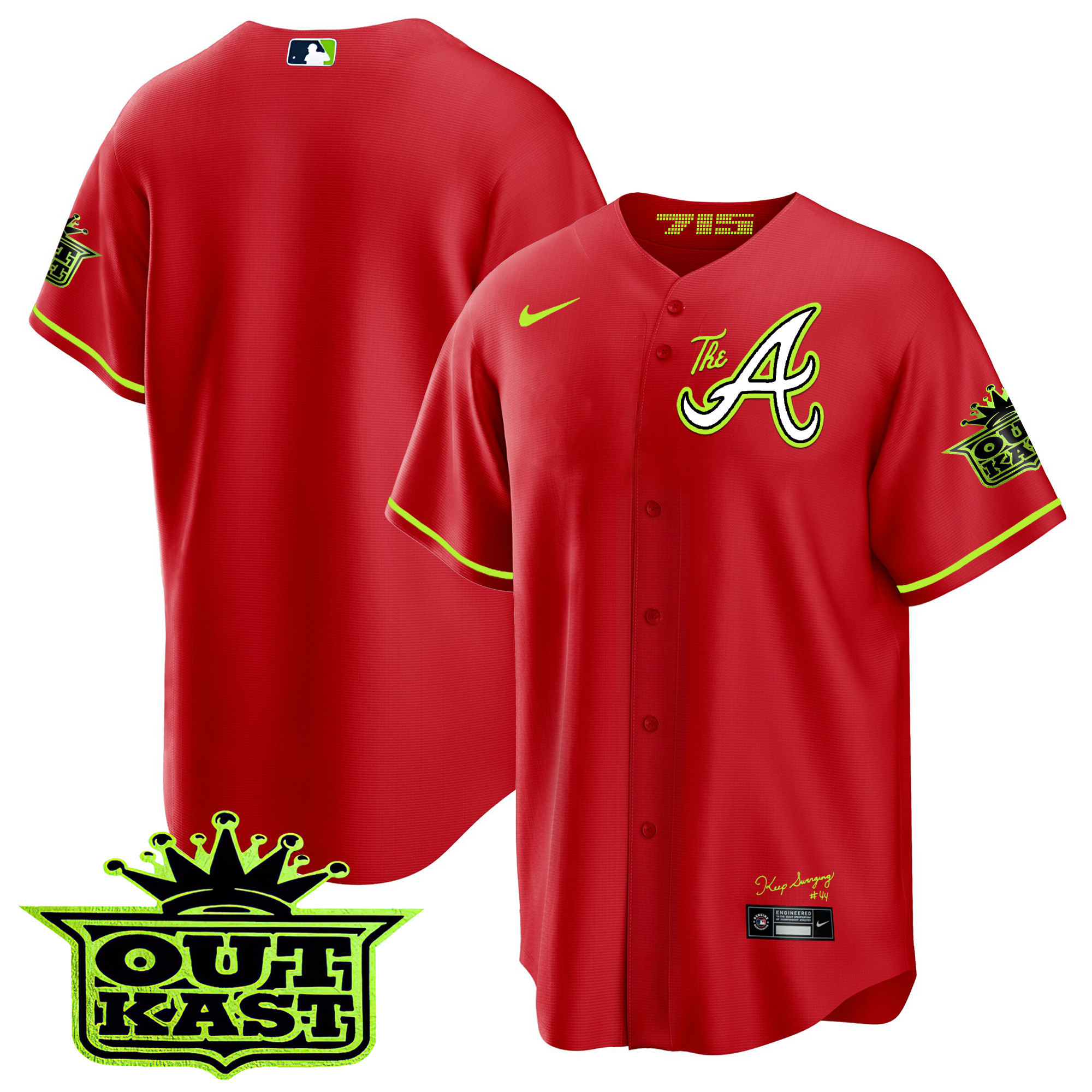 Team Men's Atlanta Braves Atliens The A Cool Base Red Jersey - All Stitched