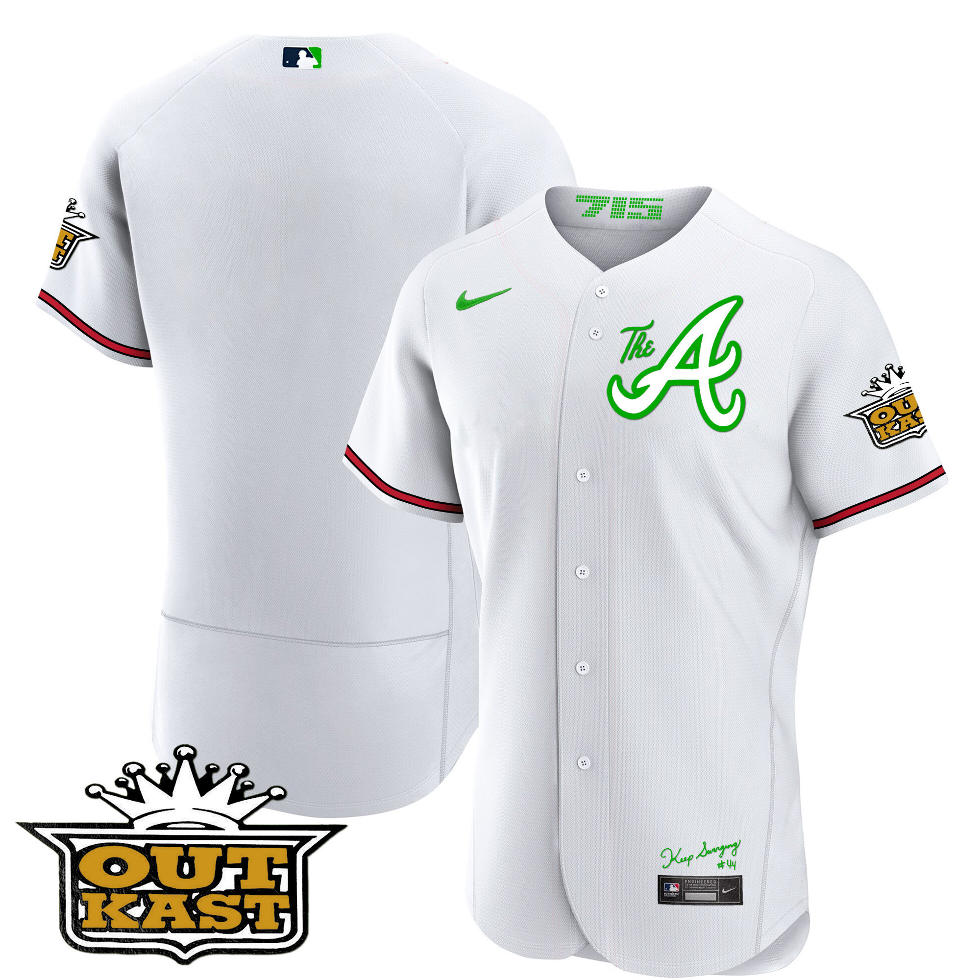 Team Men's Atlanta Braves Atliens The A Flex Base White Jersey - All Stitched